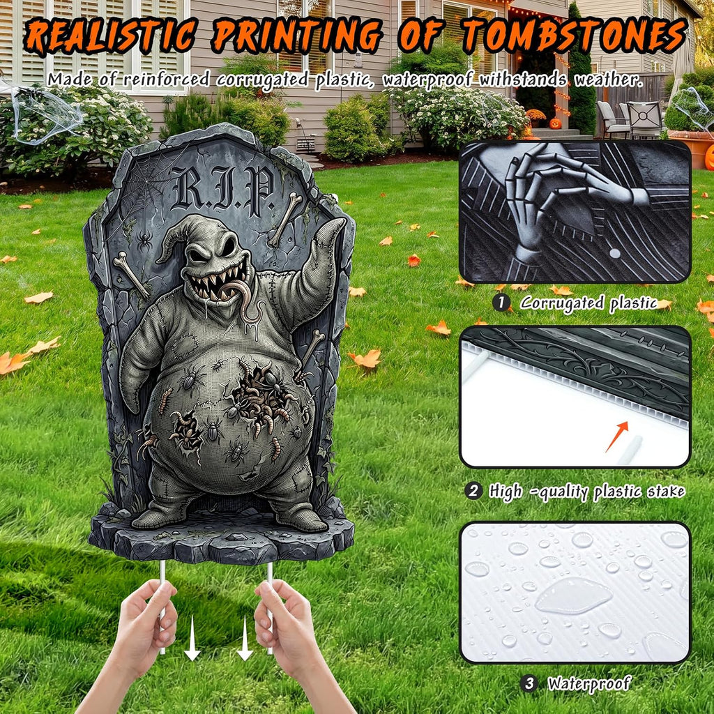 KLYRO 6-Pack 17-Inch Printed Halloween Tombstone Yard Signs – 17 Inch, Black – Black / 17 Inch – product detail