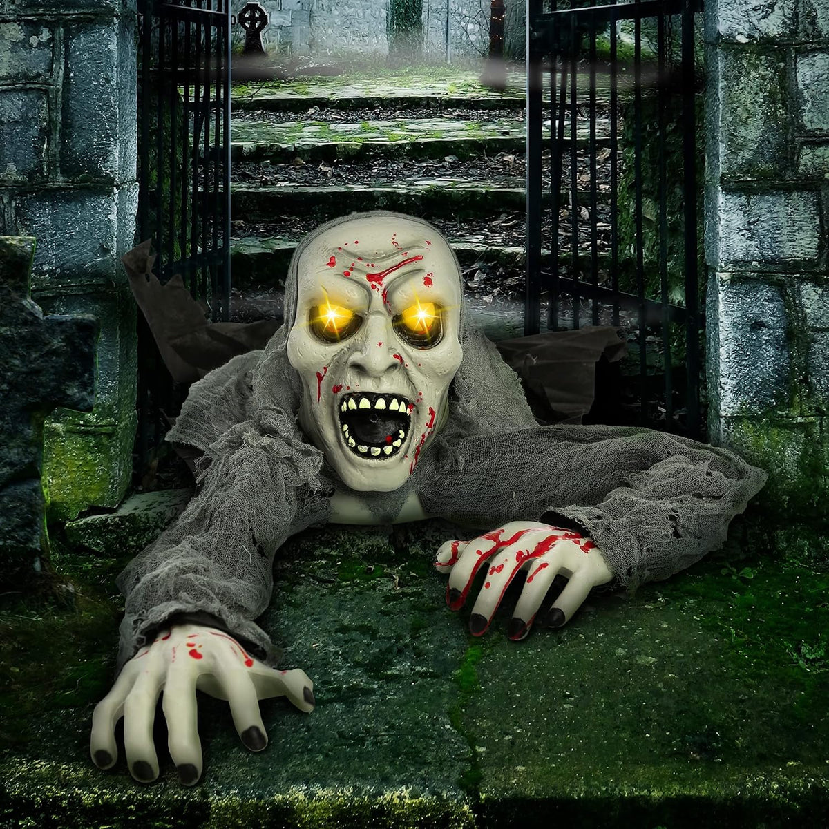 JOYIN 11577 Lighted Halloween Zombie Groundbreaker with Sound – Grey and Black – product detail