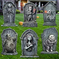 KLYRO 6-Pack 17-Inch Printed Halloween Tombstone Yard Signs – 17 Inch, Black