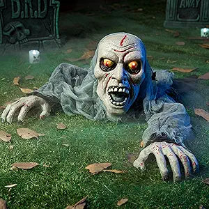 JOYIN 11577 Lighted Halloween Zombie Groundbreaker with Sound – Grey and Black