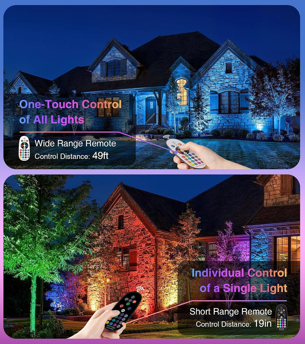 SUNVIE RR62JGOEX8 12W RGBW LED Outdoor Spotlights – 4 Pack, Black – 4 Pack / Black – product detail