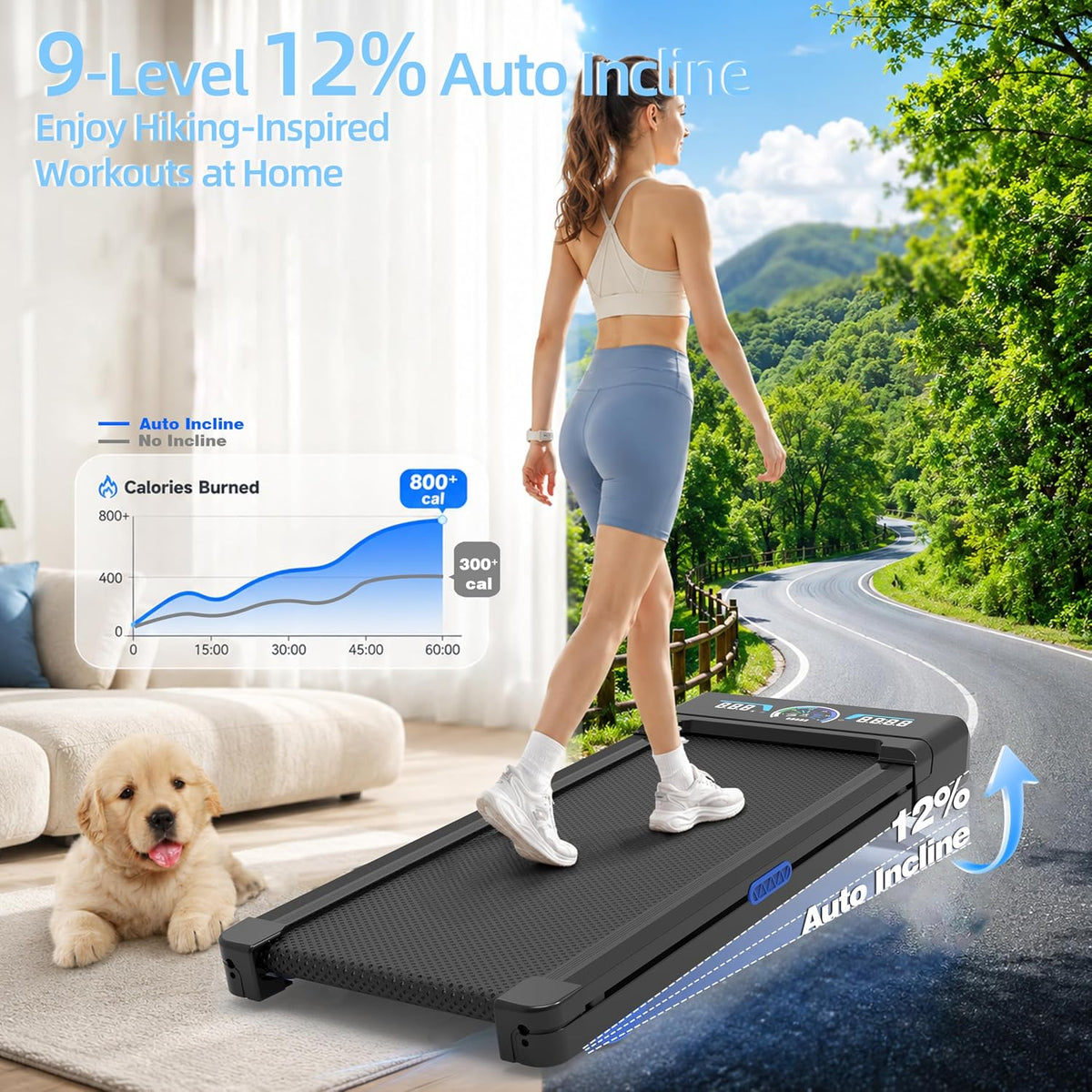 TRAILVIBER Under-Desk Walking Treadmill – Blue – product detail
