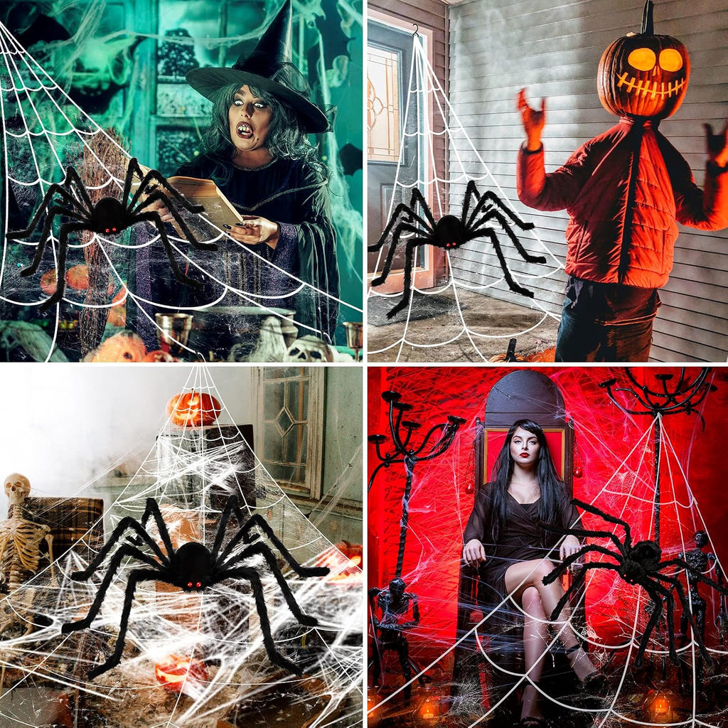 BOSONER Halloween Spider & Web Decoration Set – 4.1FT, Black – 4.1FT / Black – product detail