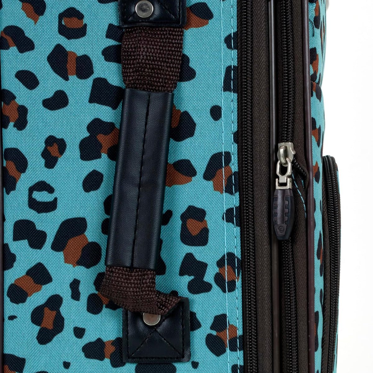 Rockland F102-BLUELEOPARD Softside Luggage Set – 2 Piece (19"/14" Tote), Blue Leopard – Blue Leopard / 2 Piece (19"/14" Tote) – product detail