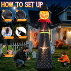 GIFTFIND 10080 9-Foot Halloween Pumpkin & Witch Inflatable – 9ft Pumpkin Man – product detail