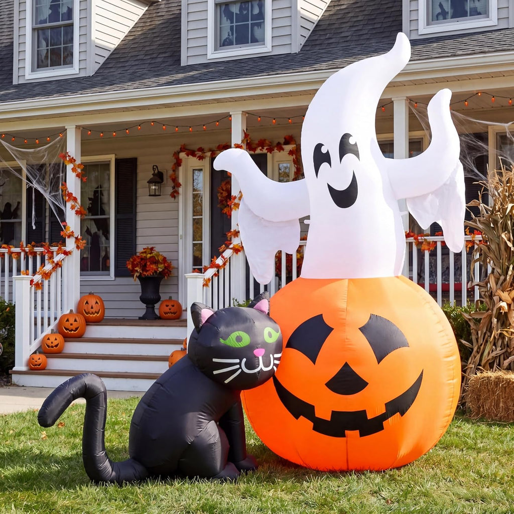 Joiedomi 32733 5-Foot Halloween Ghost & Pumpkin & Black Cat Inflatable – White Orange and Black – product detail