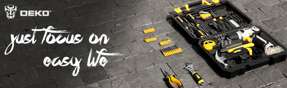 DEKOPRO 126-Piece Cordless Drill and Hand Tool Set – Yellow – product detail