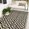 SAND MINE Reversible Outdoor Rug, Black and Beige, 5 x 8 ft