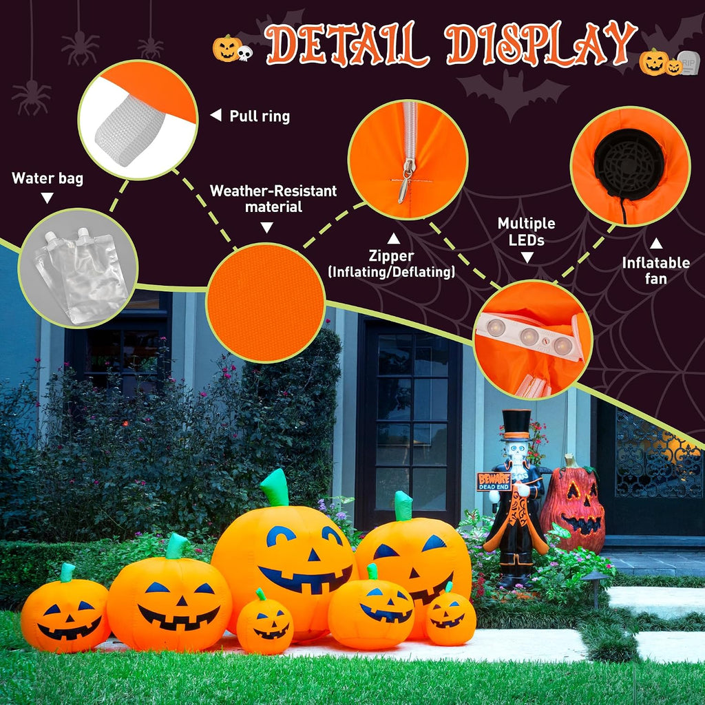 TISEJOY 9077 7.5-Foot Halloween Pumpkin Inflatable – Yellow – product detail