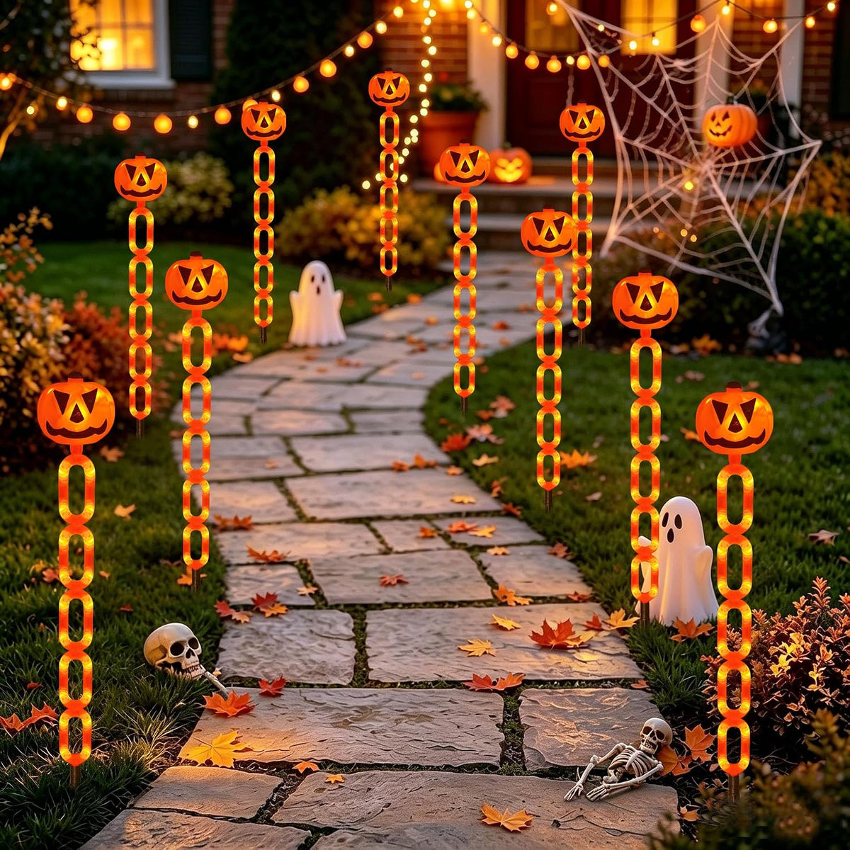 Viewpick VPK-74 6-Pack Solar Pumpkin Chain Stake Lights – Orange – product detail