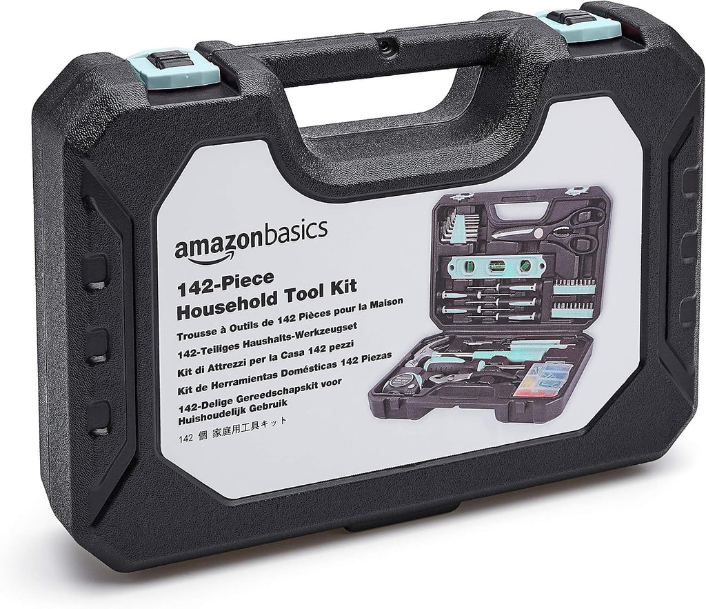 Amazon Basics 142-Piece Household Tool Kit with Storage Case – Turquoise – product detail