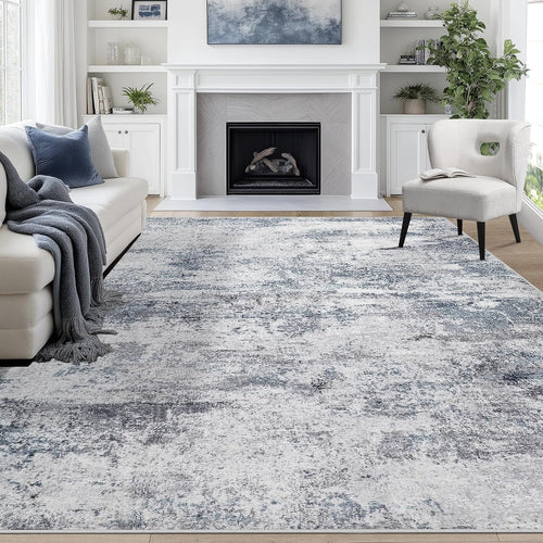 Aelenmu Abstract Area Rug, Blue/Grey, 8 x 10 ft