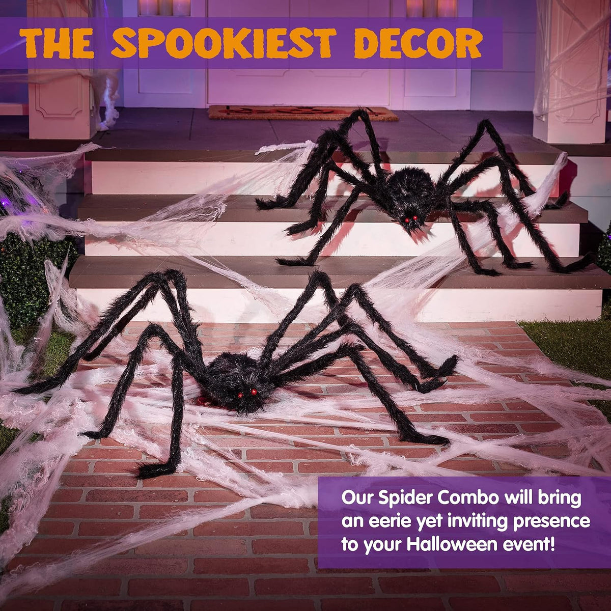 JOYIN 10871 2-Pack Hairy Halloween Spider Decorations – 59inch, Black – 59inch / Black – product detail