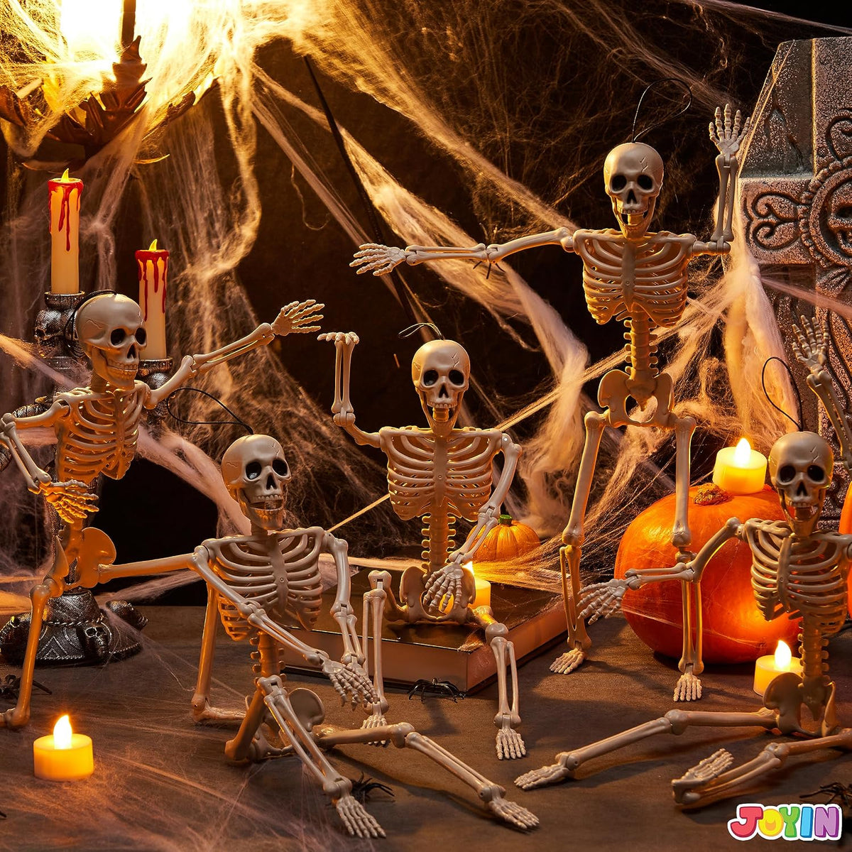 JOYIN 15668 5-Pack 16-Inch Posable Halloween Skeletons – Original – product detail