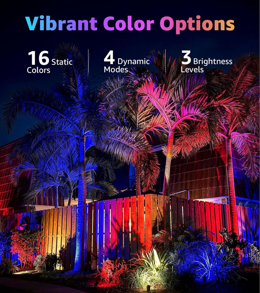 SUNVIE RR62JGOEX8 12W RGBW LED Outdoor Spotlights – 4 Pack, Black – 4 Pack / Black – product detail