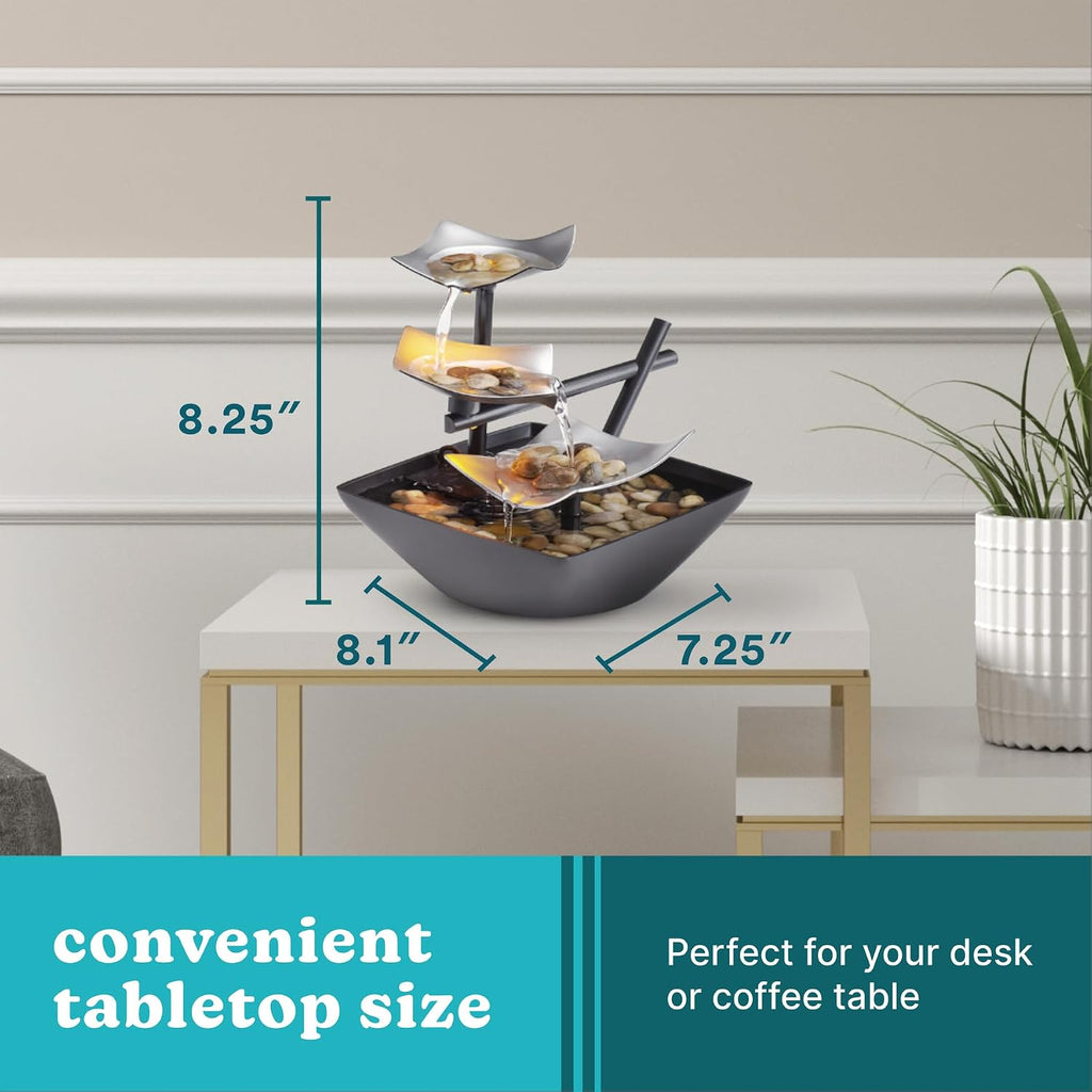 Homedics Silver Springs Tabletop Water Fountain