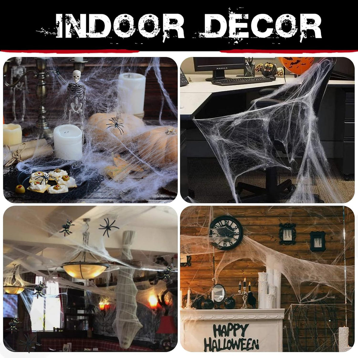 ZPISF Stretchable Halloween Cobwebs with 30 Spiders, Large