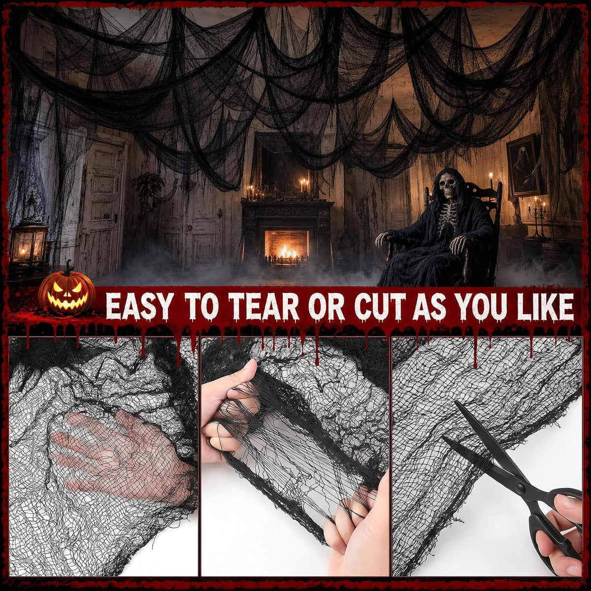 Cyantor Black Halloween Creepy Cloth, 5-Piece Set