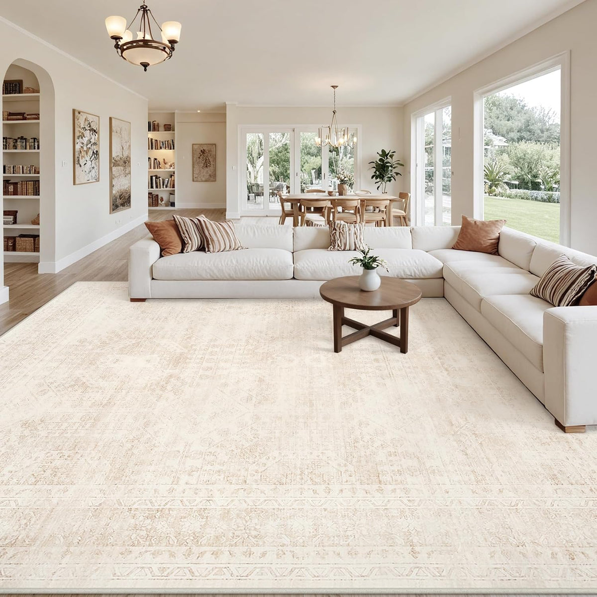 Luxturiy Vintage-Style Area Rug, Beige, 8 x 10 ft