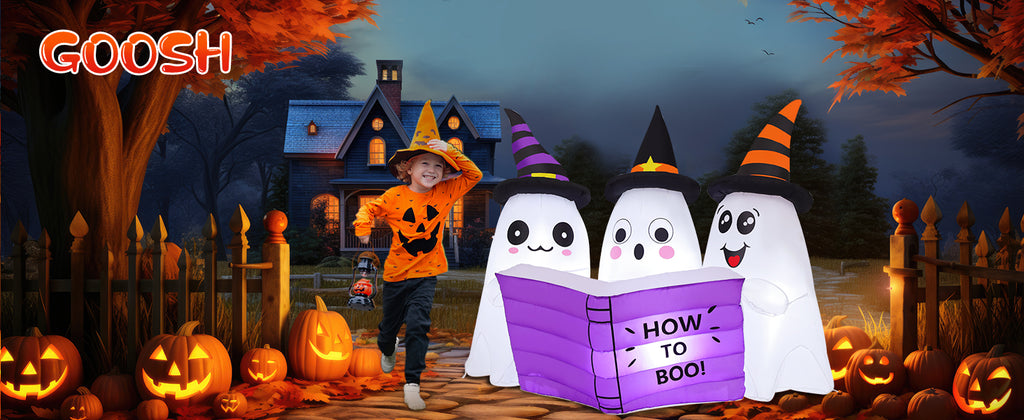 GOOSH DJ-WS-69576 5.2-Foot Halloween Reading Ghosts Inflatable – White – product detail