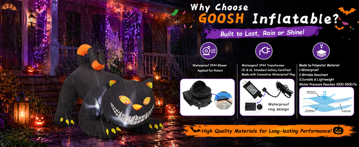 GOOSH 6-Foot Halloween Animated Black Cat Inflatable – Black – product detail