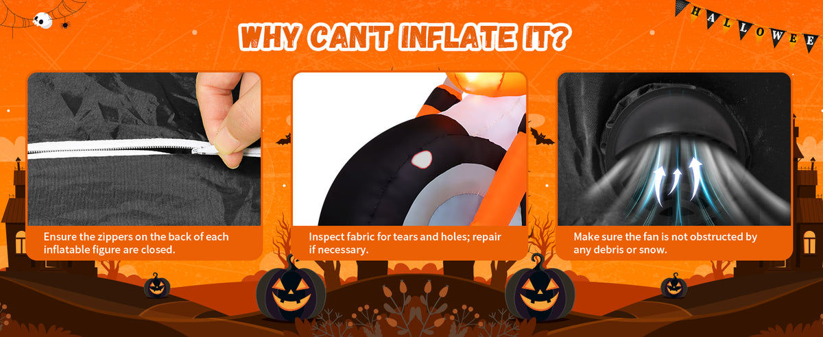 COMIN CO-69305 6-Foot Halloween Ghost, Pumpkin & Cat Motorcycle Inflatable – White,Orange,Black – product detail