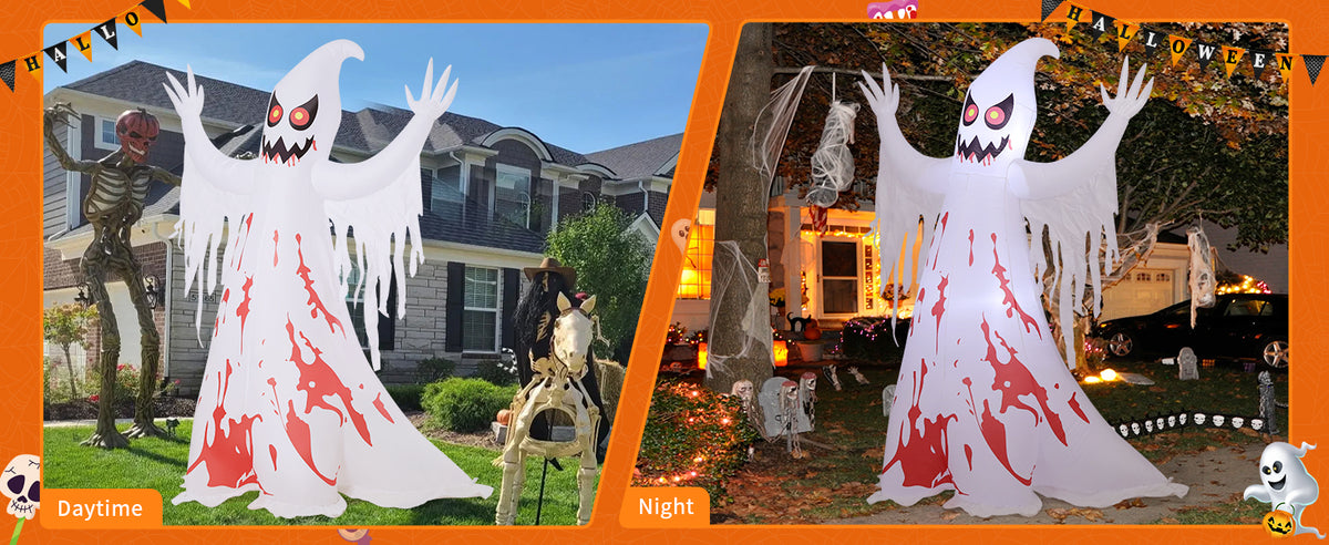 GOOSH 69589 8.2-Foot Halloween Ghost Inflatable – White and Red – product detail