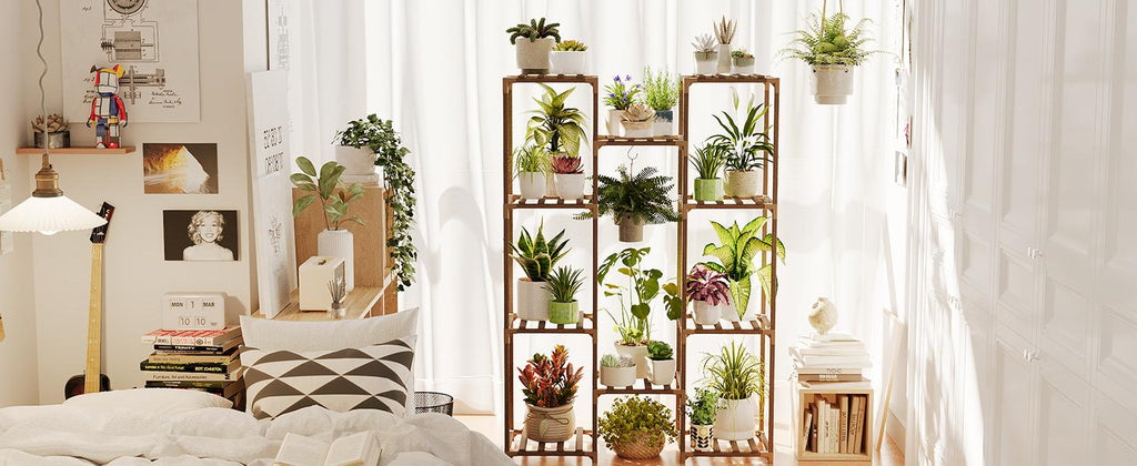 Bamworld Wooden Plant Display Stand, Brown, Cabinet Style