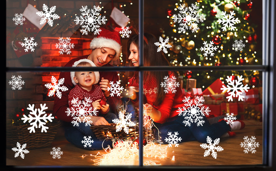 LUDILO White Snowflake Window Clings, 135 Pieces