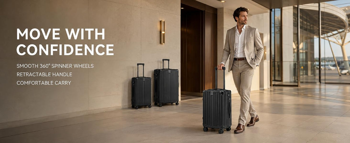 S.Leovay W5271P499184 Luggage Set – 20+24+28Inch, Black – Black / 20+24+28Inch – product detail