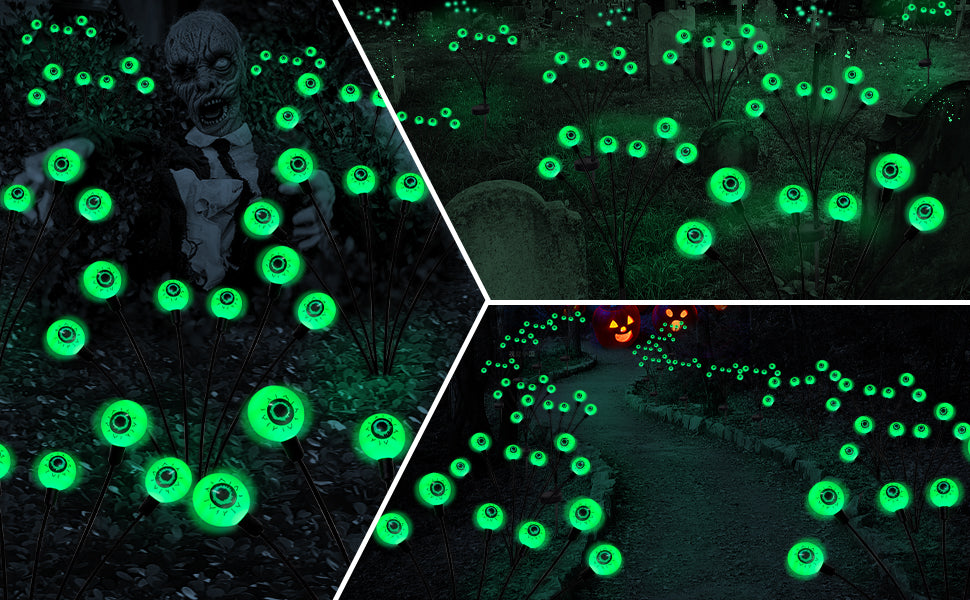 BeHiller BGYQG001 2-Pack 12-LED Solar Eyeball Garden Lights – Green – product detail