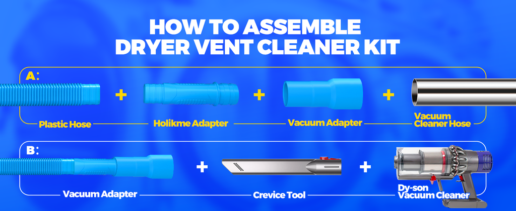 Holikme Dryer Lint Vacuum Attachment Kit, Blue