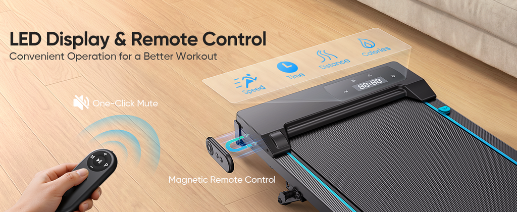 RUNIMON Under-Desk Walking Treadmill – Black/Blue – product detail
