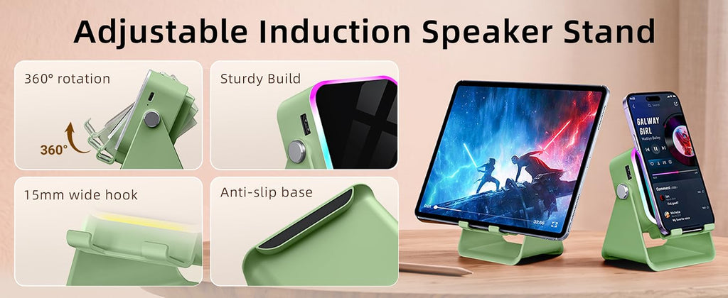Oresoc Bluetooth and Induction Speaker Phone Stand, Green