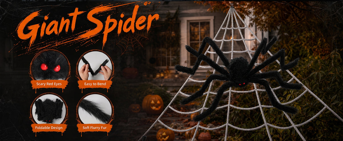 Land Guard WSJ-SJWZZ 236-Inch Halloween Web & 70-Inch Spider Set – 236 inches, White, Black – 236 inches / White, Black – product detail
