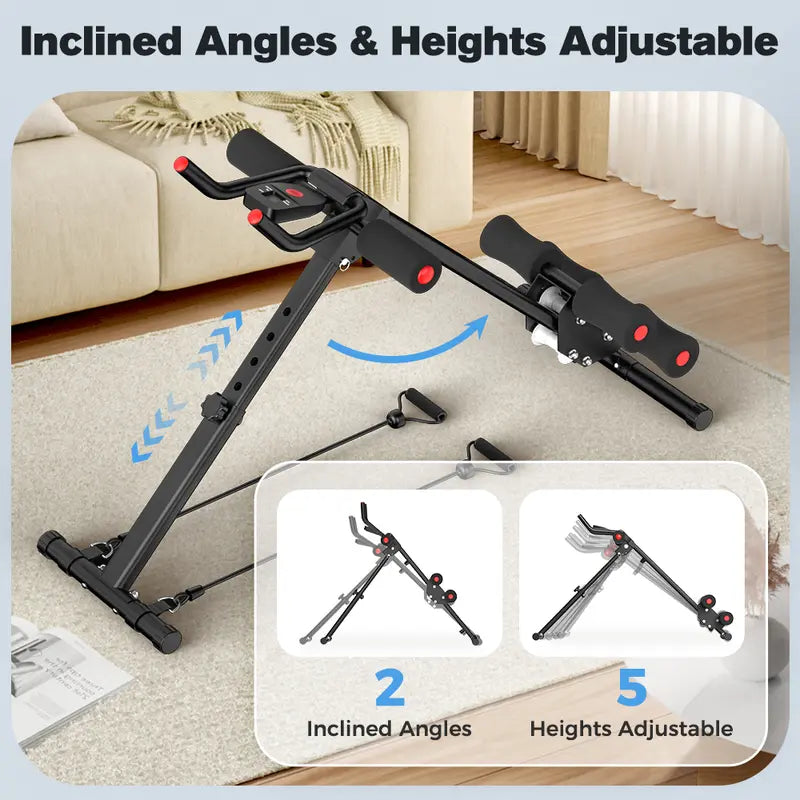 RELIFESPORTS Foldable Ab Machine with LCD Monitor and Resistance Bands - detail 2