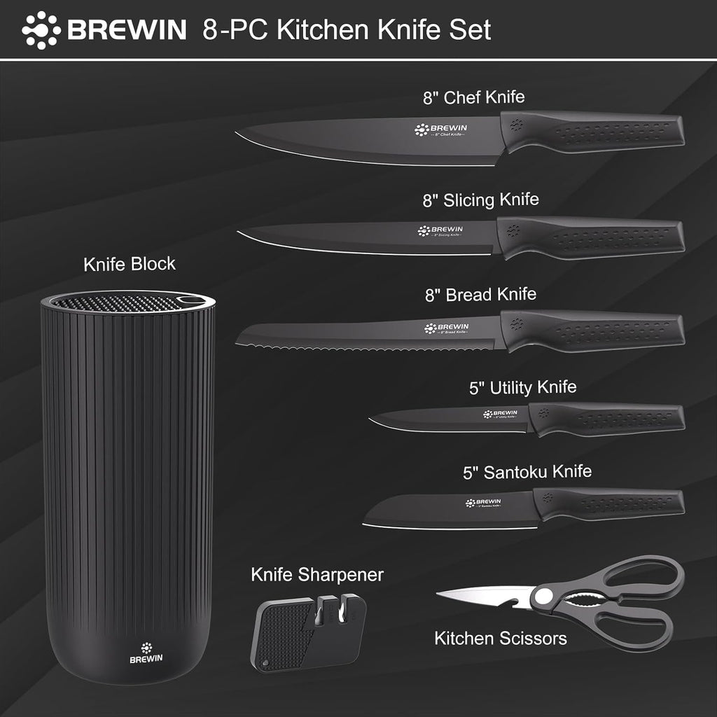 Brewin Knife and Block Set, 8 Pieces