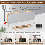 Peakeep Mirror Digital Alarm Clock, Gold
