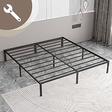NEW JETO Queen Metal Bed Frame, 14-Inch Platform, Black