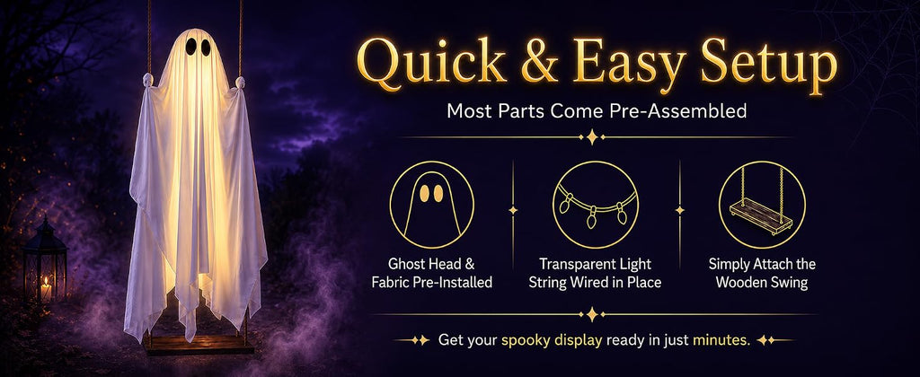 HAPPYCLUB 20260425001 5-Foot Lighted Halloween Swinging Ghost – Swing Ghost – product detail