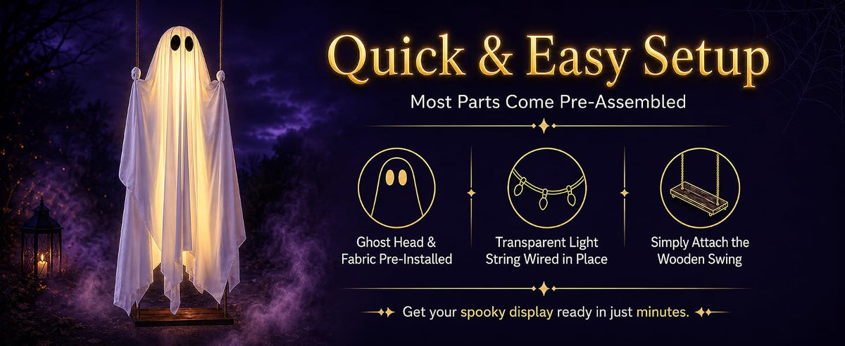HAPPYCLUB 20260425001 5-Foot Lighted Halloween Swinging Ghost – Swing Ghost – product detail