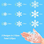 LUDILO White Snowflake Window Clings, 135 Pieces