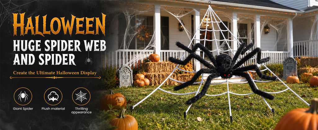 Land Guard WSJ-SJWZZ 236-Inch Halloween Web & 70-Inch Spider Set – 236 inches, White, Black – 236 inches / White, Black – product detail