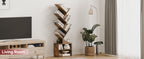 SUNMORY Six-Tier Tree Bookshelf with Storage, Brown