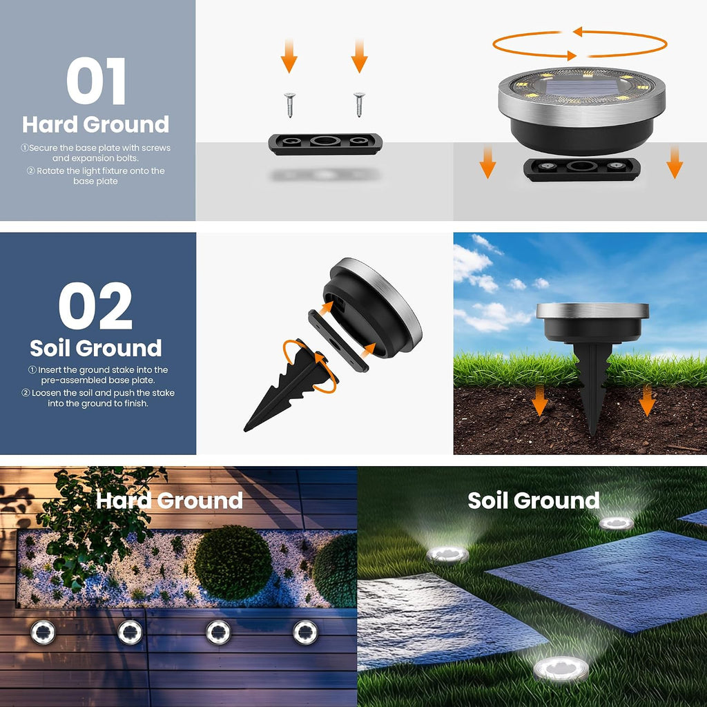 SOLPEX Solar Ground Lights, Cool White, 10-Pack