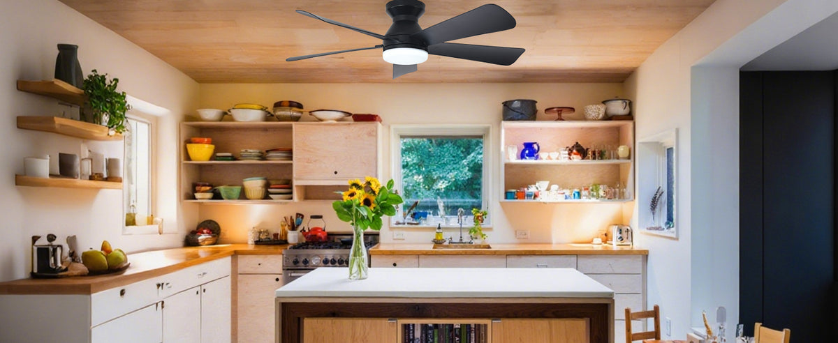 Depuley 42-Inch Ceiling Fan with Dimmable LED Light, Black