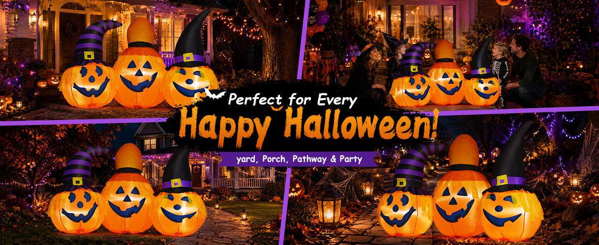 GOOSH 69106 6-Foot Halloween Pumpkin Inflatable – Orange, Black – product detail