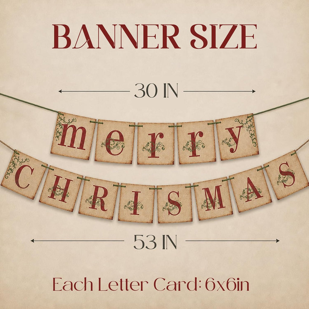 ORIENTAL CHERRY Vintage-Style Merry Christmas Banner
