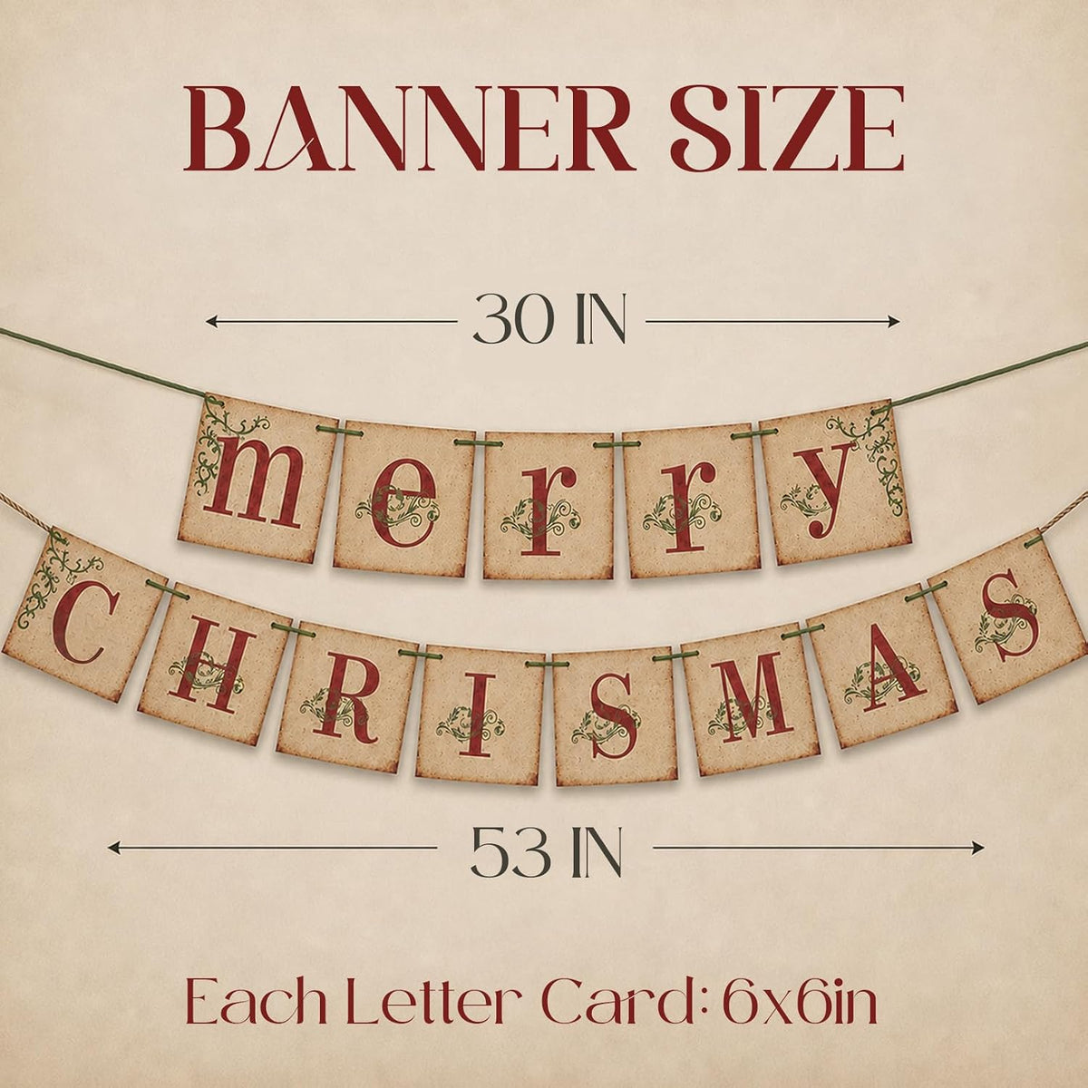 ORIENTAL CHERRY Vintage-Style Merry Christmas Banner