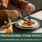 EWFEN Black Flatware with Steak Knives, 24-Piece Set